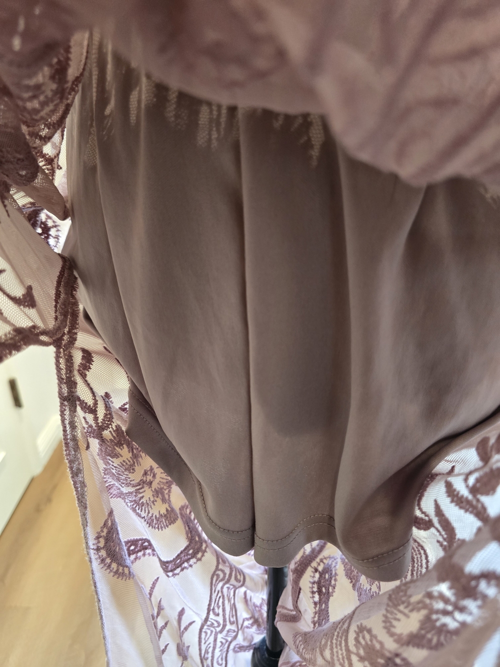 Women's PinkBlush Mauve Lace Mesh Overlay Maxi Dress - Picture 5 of 10
